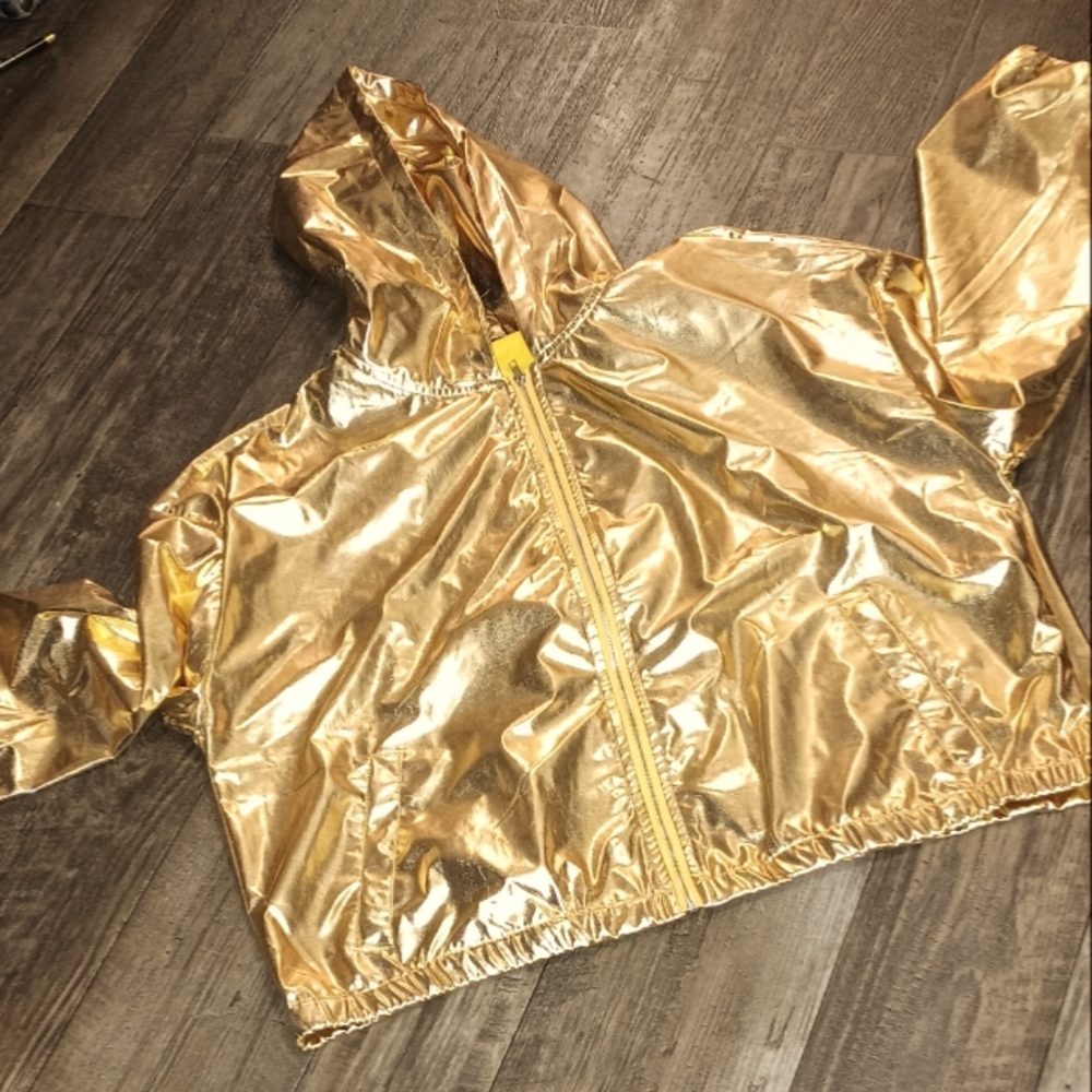 Holographic Party Shiny Lightweight Zipper Hooded Metallic Jacket - Picture 2 of 10